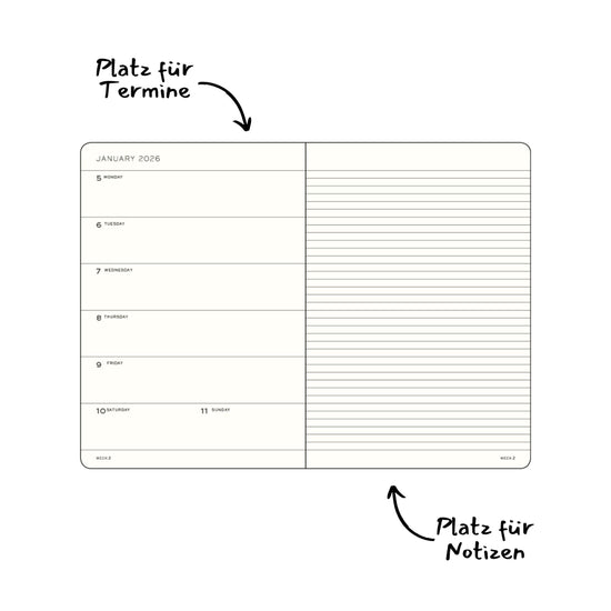 Wochenkalender 2027 A5 Hardcover | Marine