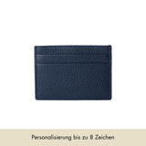 Kartenhalter aus genarbtem Leder in blau mit Personalisierung - blau | MERSOR