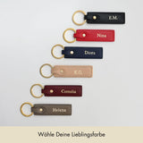 Keycharm Classic Grained Leather | Beige & Gold