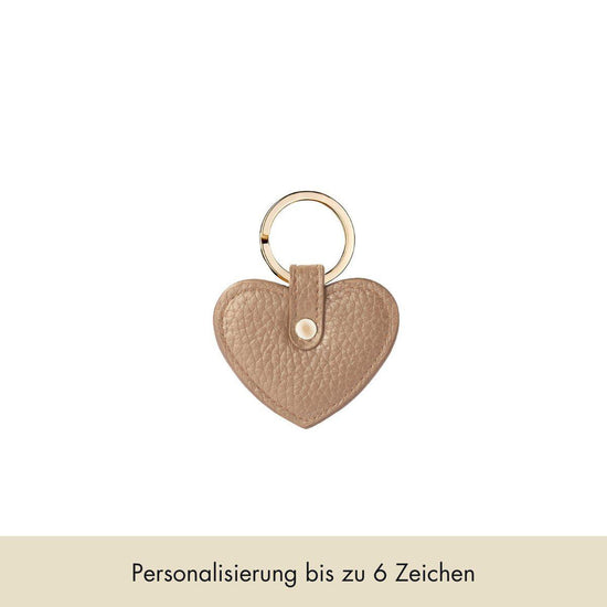 Keycharm Heart Grained Leather | Beige & Gold